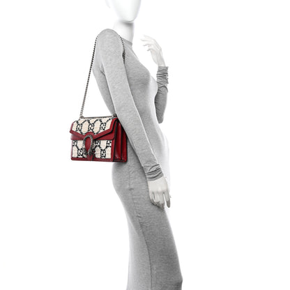 Gucci Tweed GG Monogram Small Dionysus Shoulder Bag White Black Romantic Cherry 2 of 12