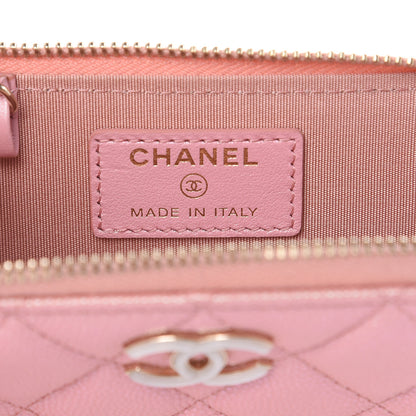 Chanel Iridescent Caviar Quilted Zipped Key Holder Case Rose Pink 6 of 8