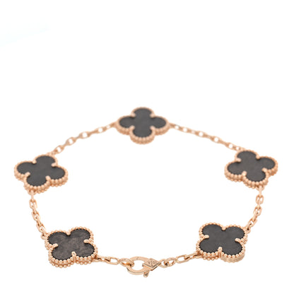 Van Cleef & Arpels 18K Yellow Gold Diamond 5 Motifs Guilloche Vintage Alhambra Bracelet 2 of 5