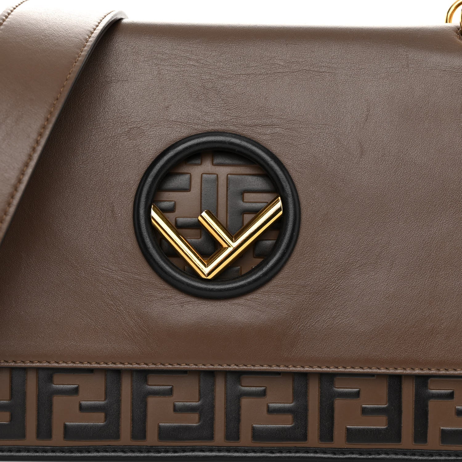 Fendi Vitello Century F is Fendi Bi-Color FF 1974 Embossed Kan I Shoulder Bag Maya Black 7 of 10