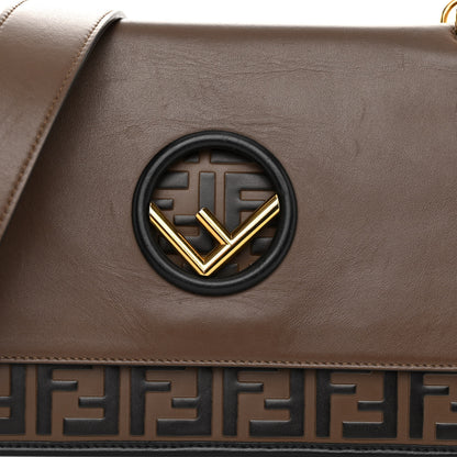 Fendi Vitello Century F is Fendi Bi-Color FF 1974 Embossed Kan I Shoulder Bag Maya Black 7 of 10