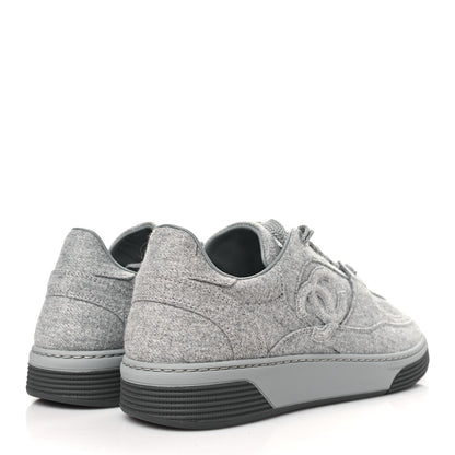 Chanel Wool Mixed Fibers Womens CC Sneakers 38 Light Grey 4 of 8