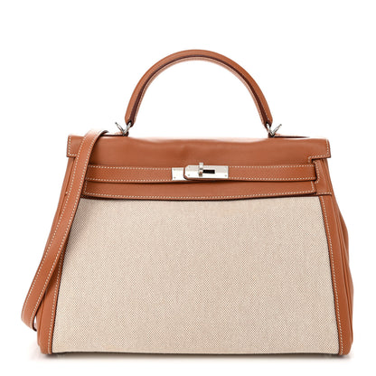 Hermes Toile Swift Kelly Retourne 32 Gold 1 of 16