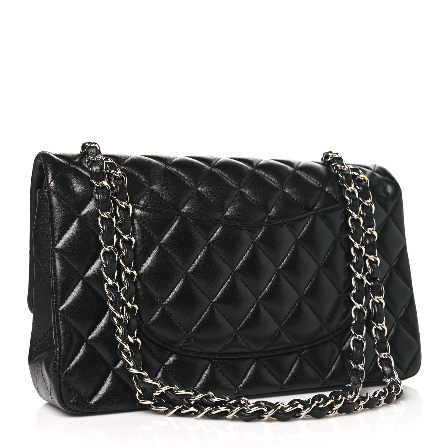 Lambskin Quilted Medium Double Flap Black