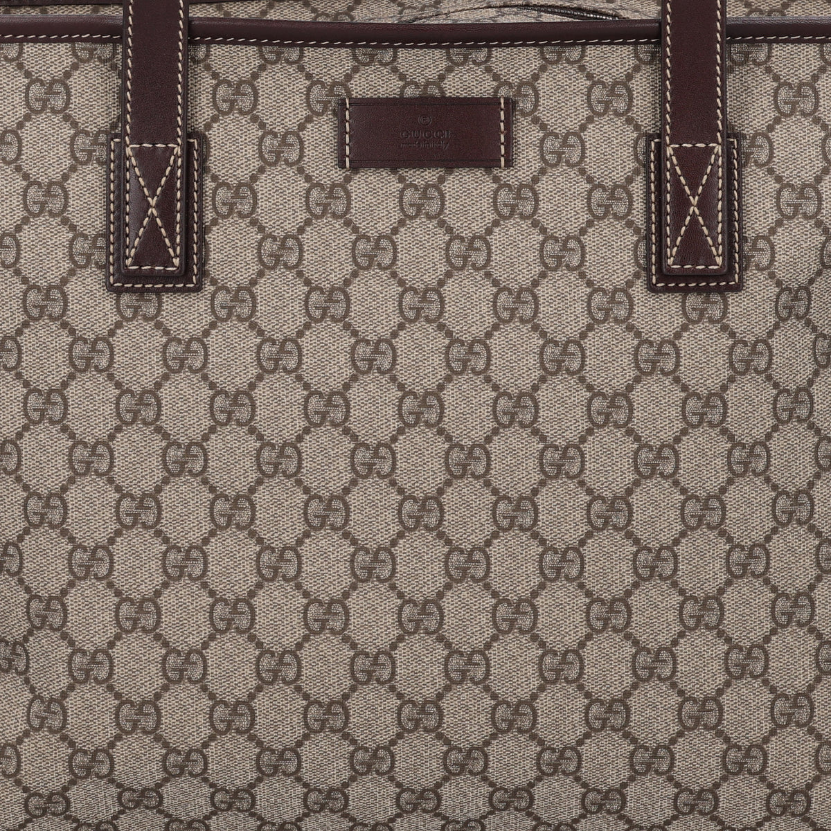 Gucci GG Supreme Monogram Medium Zippered Shopping Tote Dark Brown 7 of 9