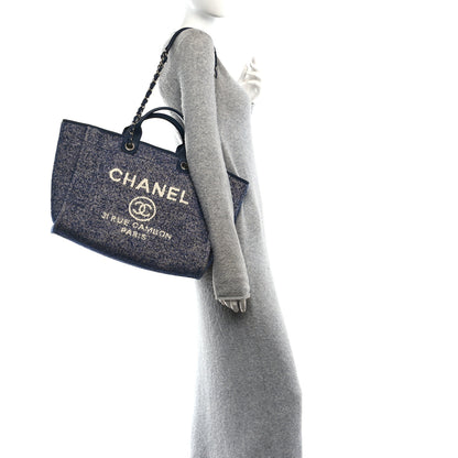 Chanel Mixed Fibers Calfskin Medium Deauville Tote Blue 2 of 10