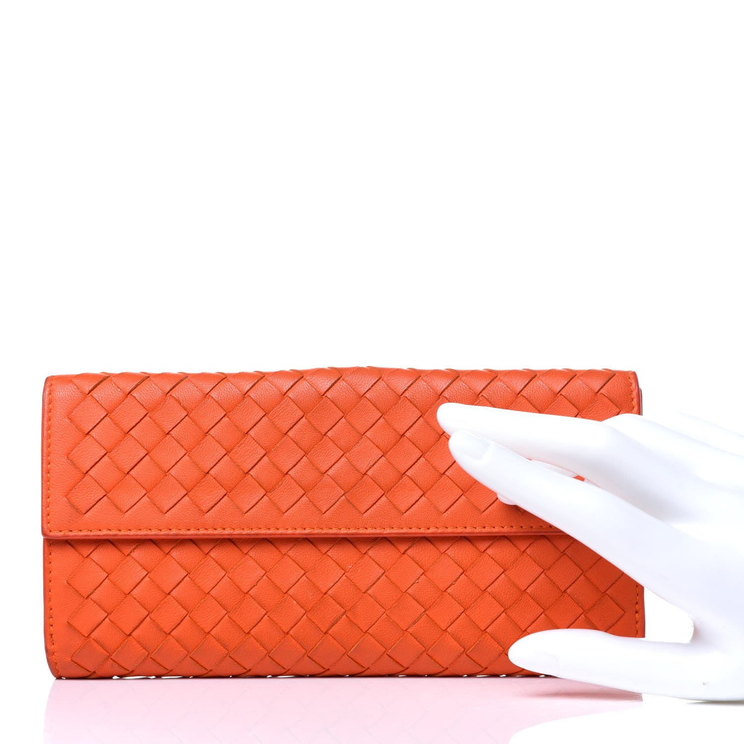 Bottega Veneta Nappa Intrecciato Continental Wallet Tangerine 2 of 14