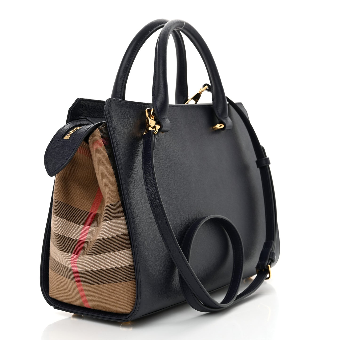 Calfskin Mega Check Banwell Tote Dark Canvas Blue
