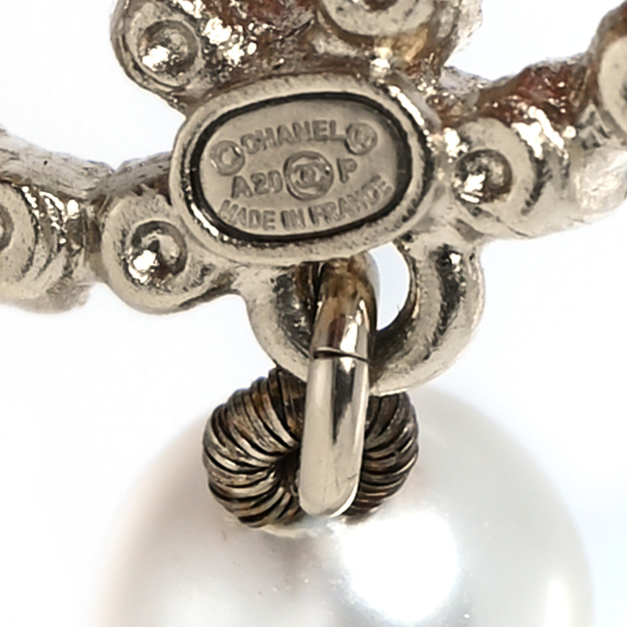 Chanel Pearl Crystal Coco's Pearls CC Long Drop Earrings Pearly White Gold Black 4 of 5