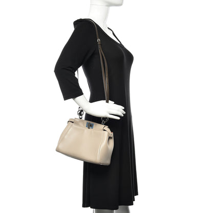 Fendi Nappa Colorblock Mini Peekaboo Iconic Satchel Grigio Polvere Carbone Bloody Mary 2 of 10