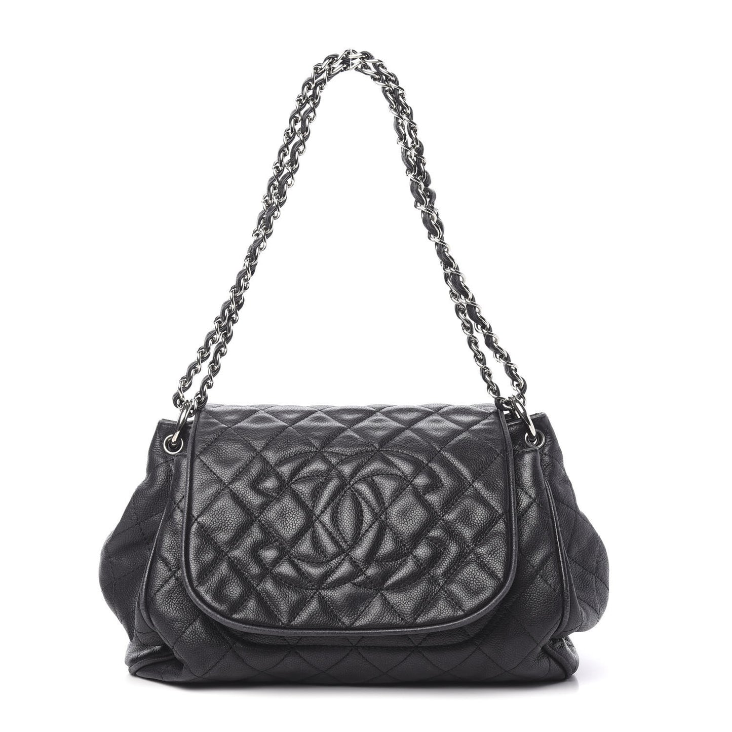 Caviar Quilted Timeless Accordion Flap Black