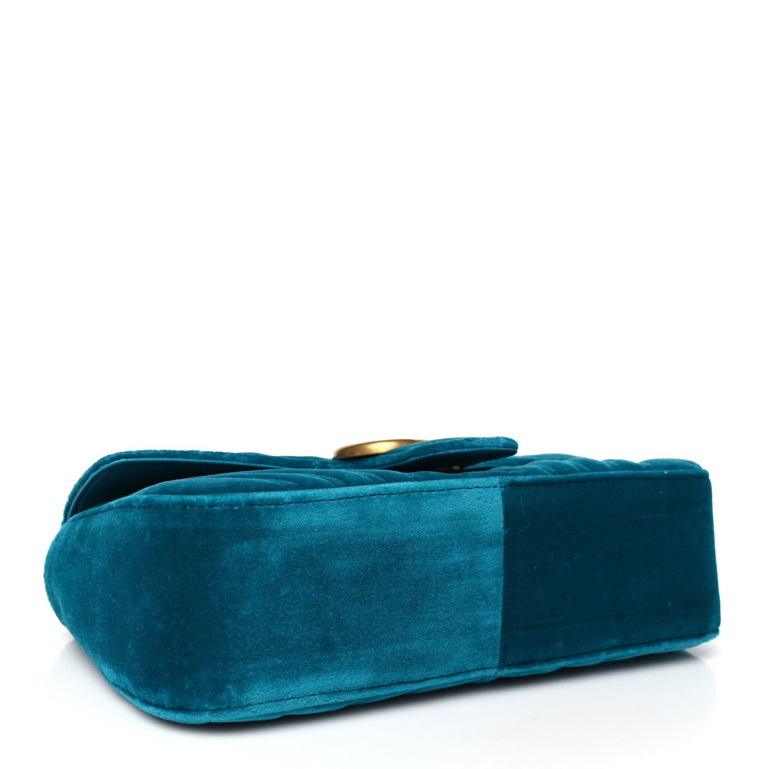 Gucci Velvet Matelasse Small GG Marmont Shoulder Bag Pavone Cyan 4 of 10