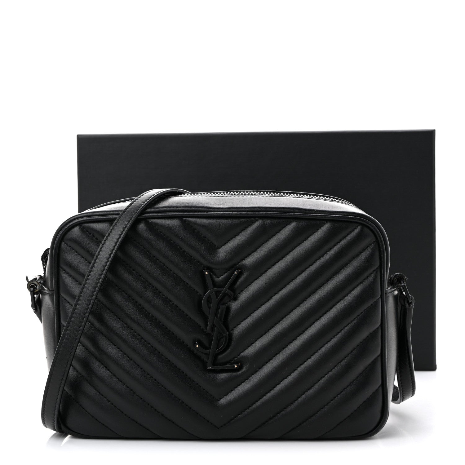 Saint Laurent Calfskin Matelasse Monogram Monochrome Lou Camera Bag Black 13 of 13