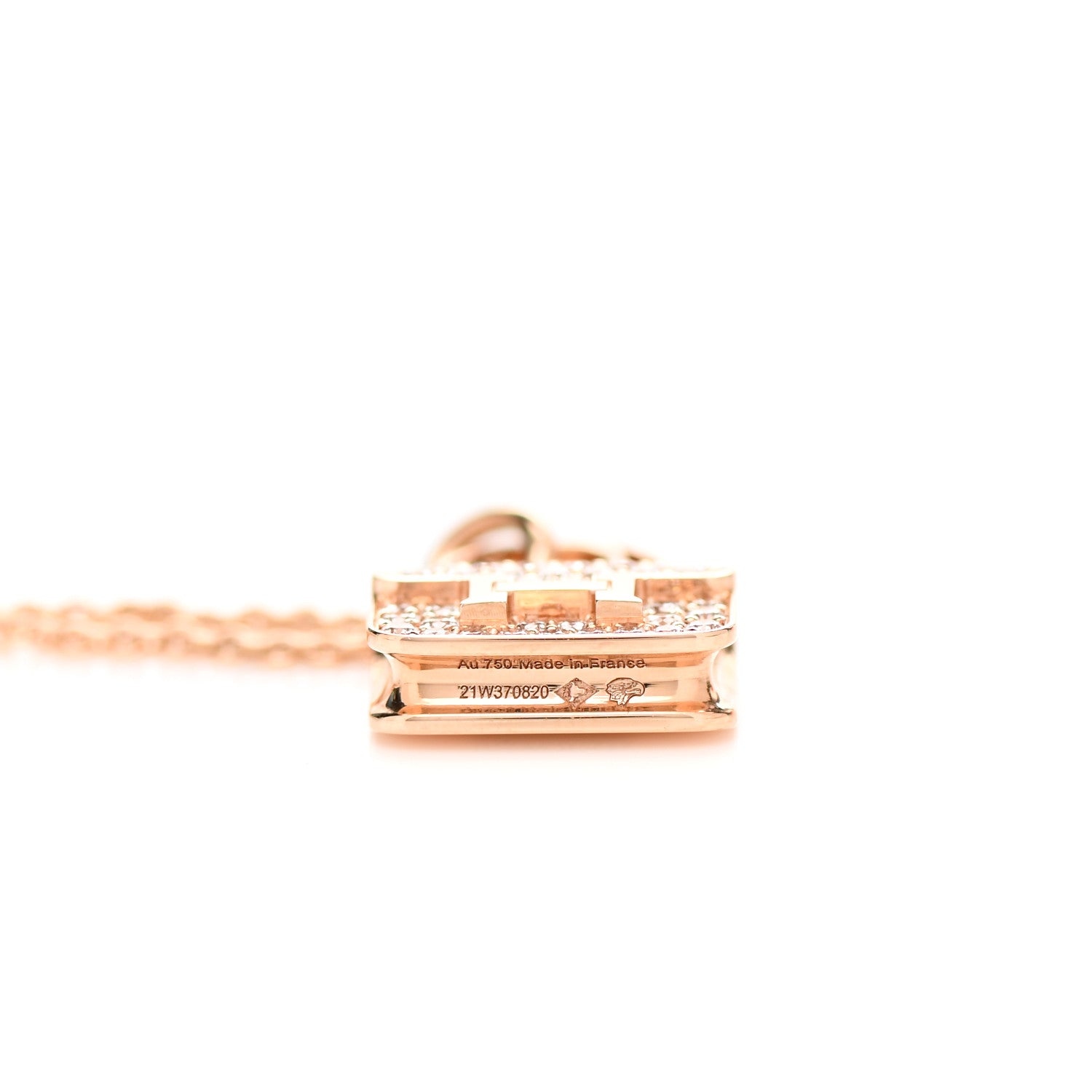 Hermes 18K Rose Gold Diamond Constance Amulettes Pendant Necklace 5 of 6