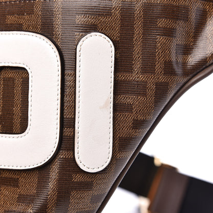 Fendi X FILA Glazed Fabric Vitello Century FF 1974 Mania Belt Bag Mogano Panna White 10 of 11