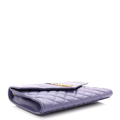 Saint Laurent Grain De Poudre Textured Mixed Matelasse Triquilt Monogram Clutch Dark Wisteria 4 of 7