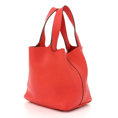 Hermes Taurillon Clemence Picotin Lock 22 MM Rouge Pivoine 3 of 12