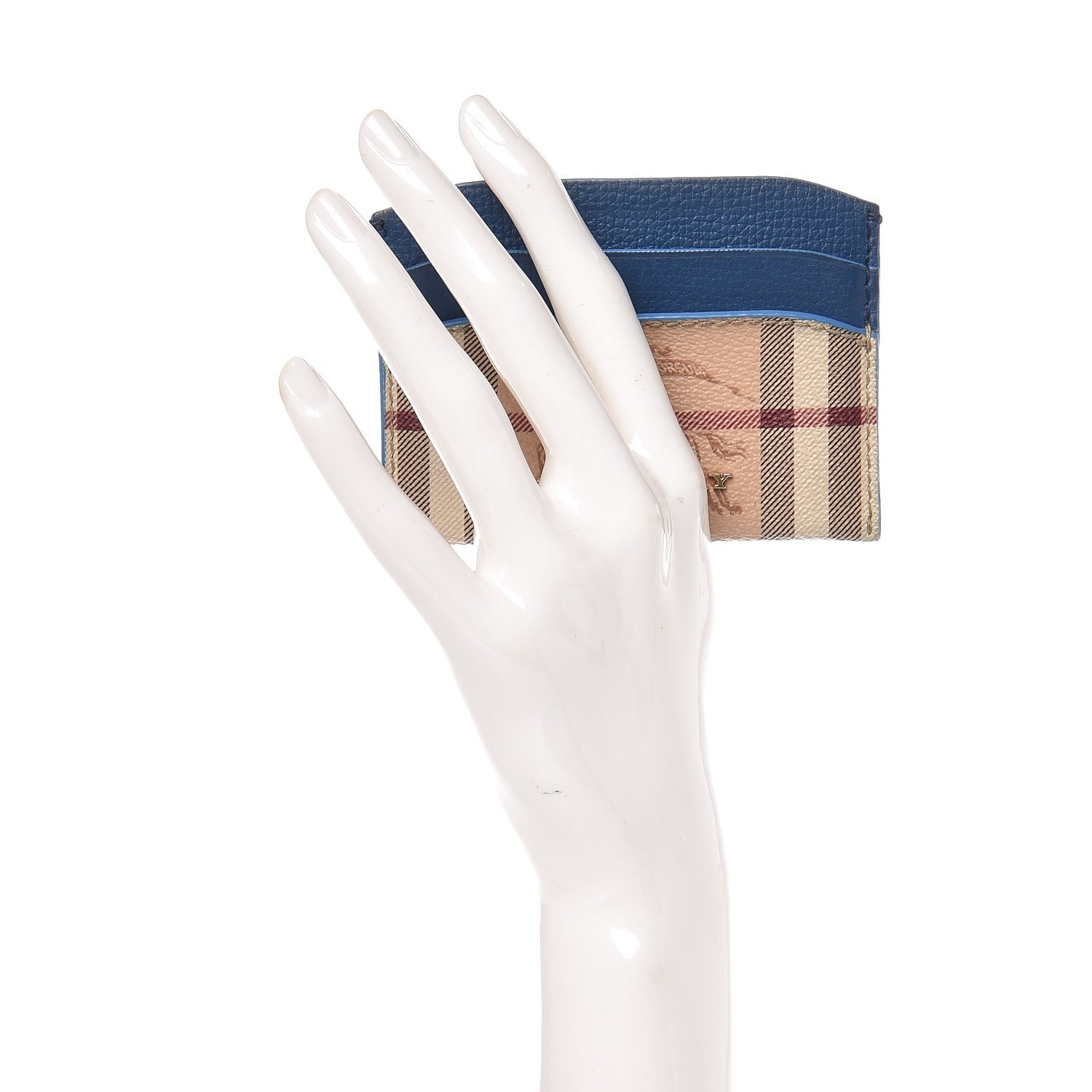 Burberry Soft Grain Calfskin Haymarket Check Izzy Card Case Mineral Blue 2 of 5