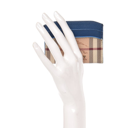 Burberry Soft Grain Calfskin Haymarket Check Izzy Card Case Mineral Blue 2 of 5