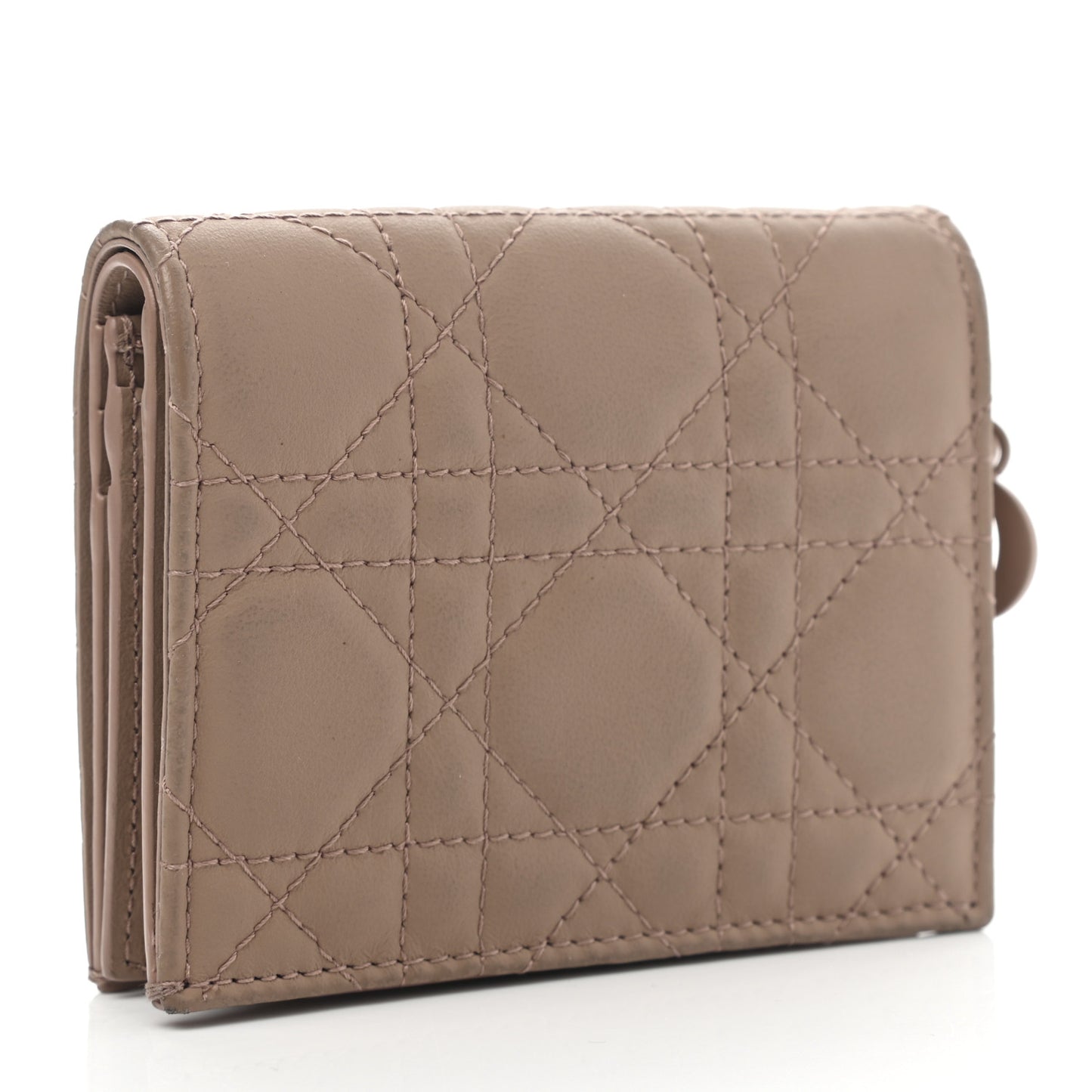 Ultra Matte Calfskin Cannage Mini Lady Dior Wallet Fard