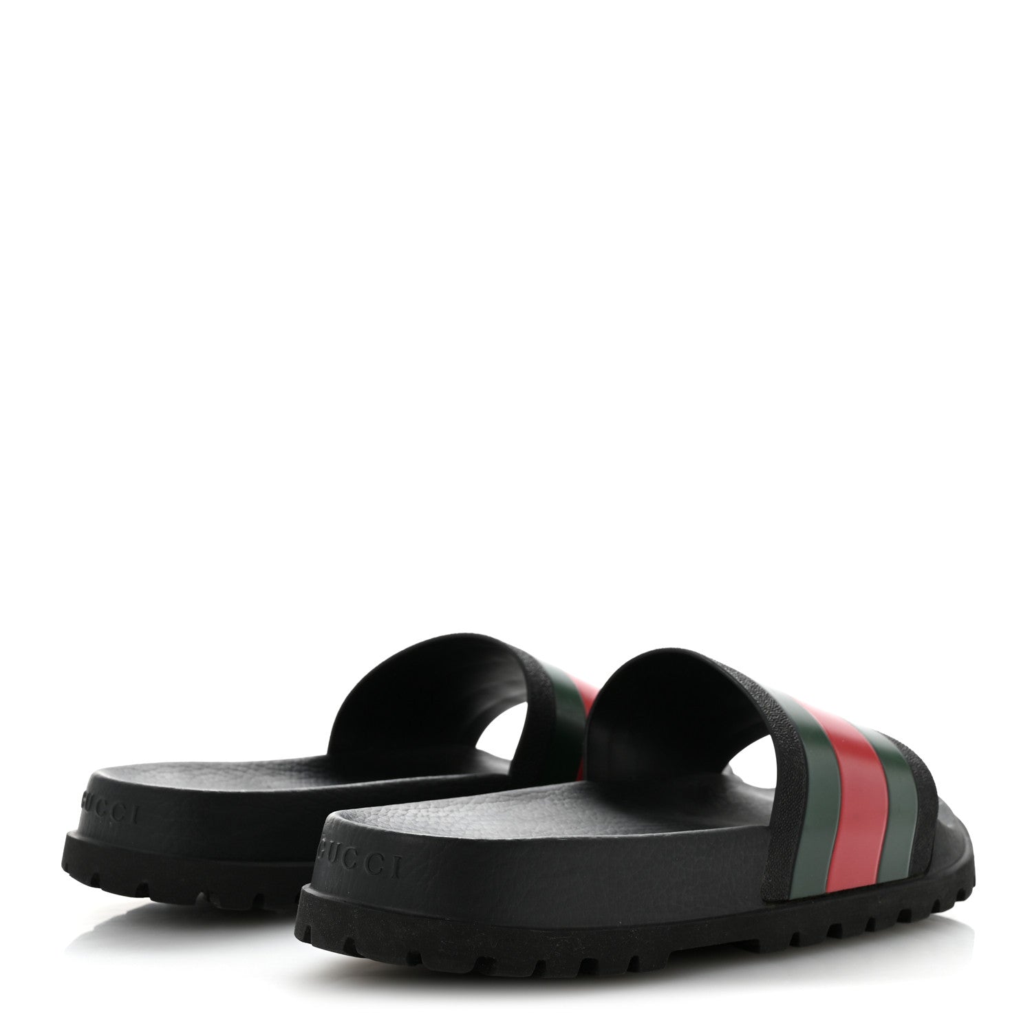 Gucci Rubber Web Mens Lug Sole Slide Sandals 11 Black Green Red 5 of 9