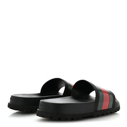 Gucci Rubber Web Mens Lug Sole Slide Sandals 11 Black Green Red 5 of 9