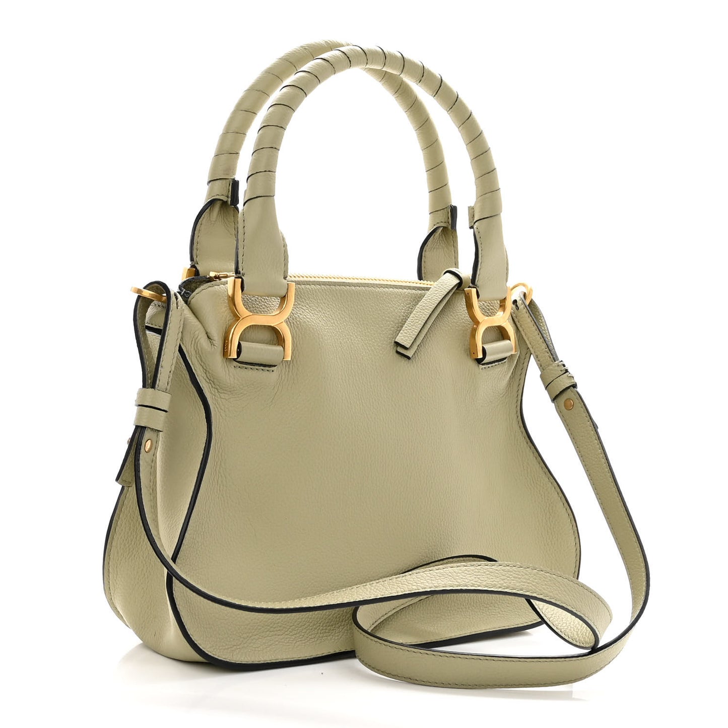 Calfskin Small Marcie Satchel Faded Green