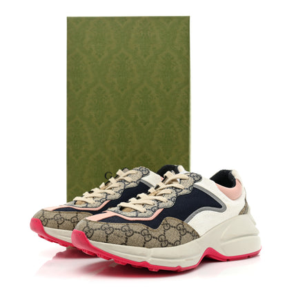 Gucci GG Supreme Monogram Mix Monogram Womens Rhyton Sneakers 39.5 London Blue Beige Pale Pink 17 of 17