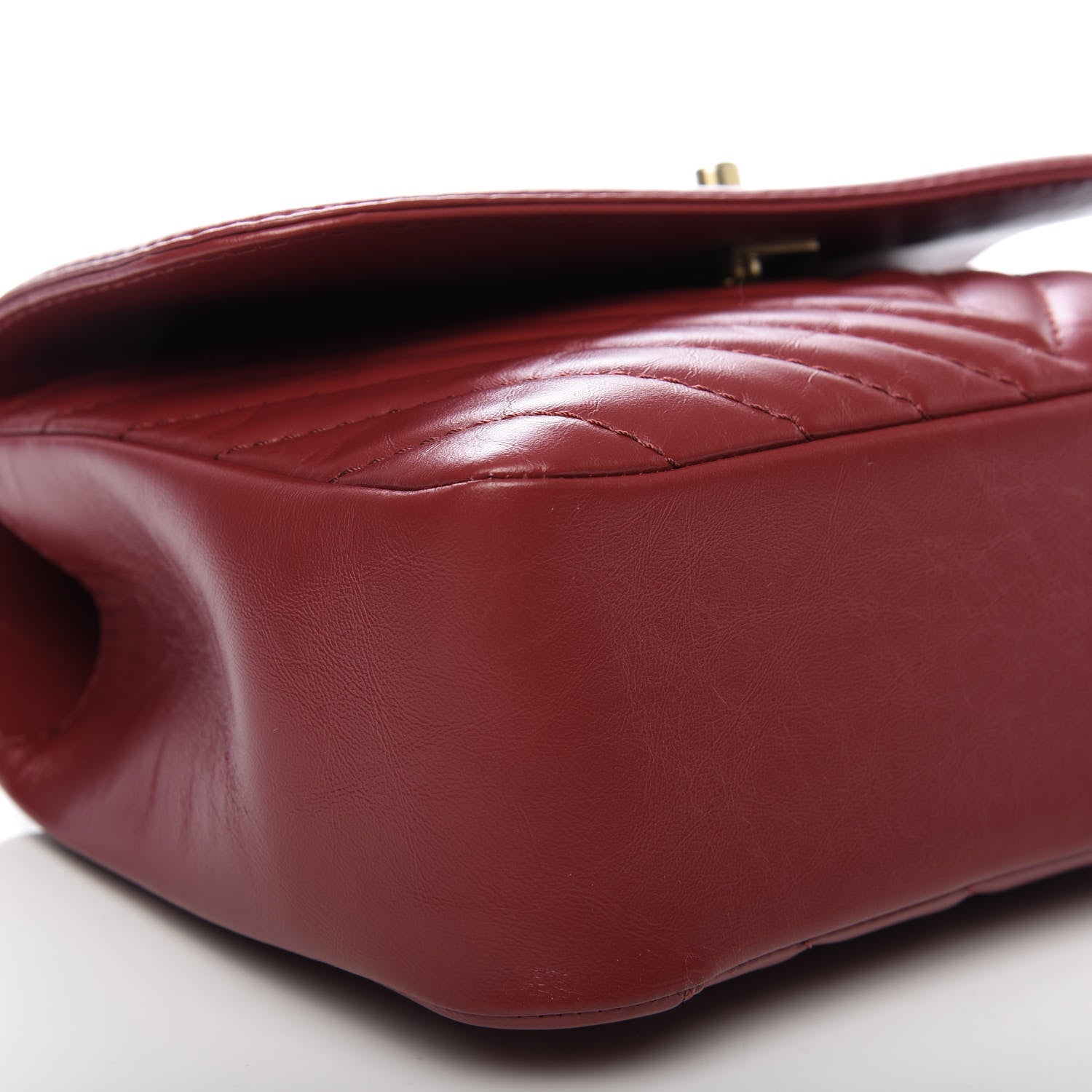 Chanel Calfskin Chevron Quilted Top Handle Flap Red 6 of 10