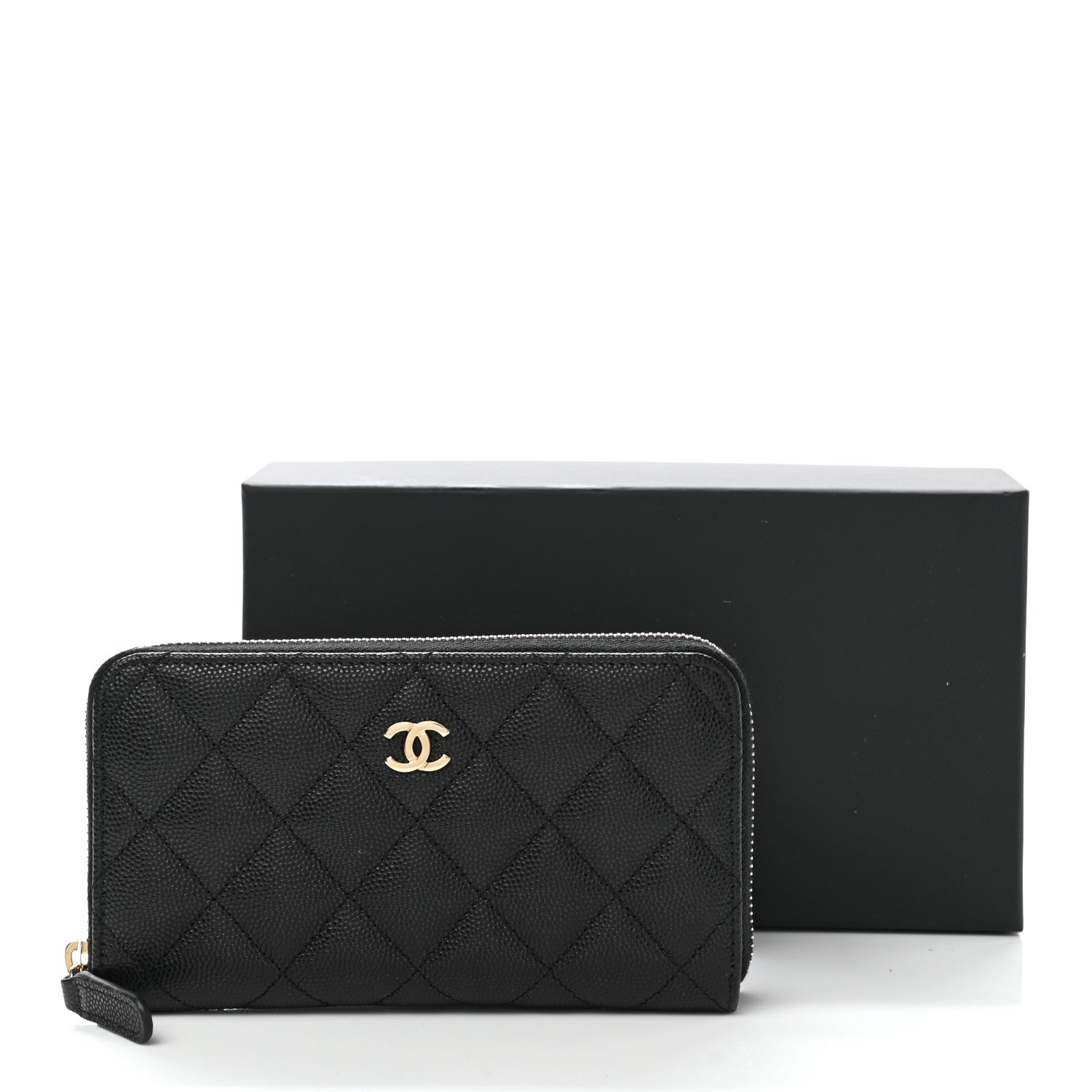 Chanel Caviar Quilted Small Zip Around Wallet Black 9 of 9