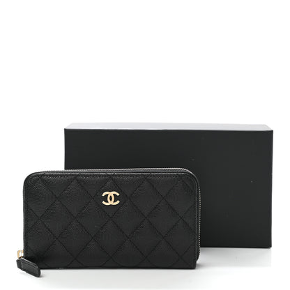 Chanel Caviar Quilted Small Zip Around Wallet Black 9 of 9