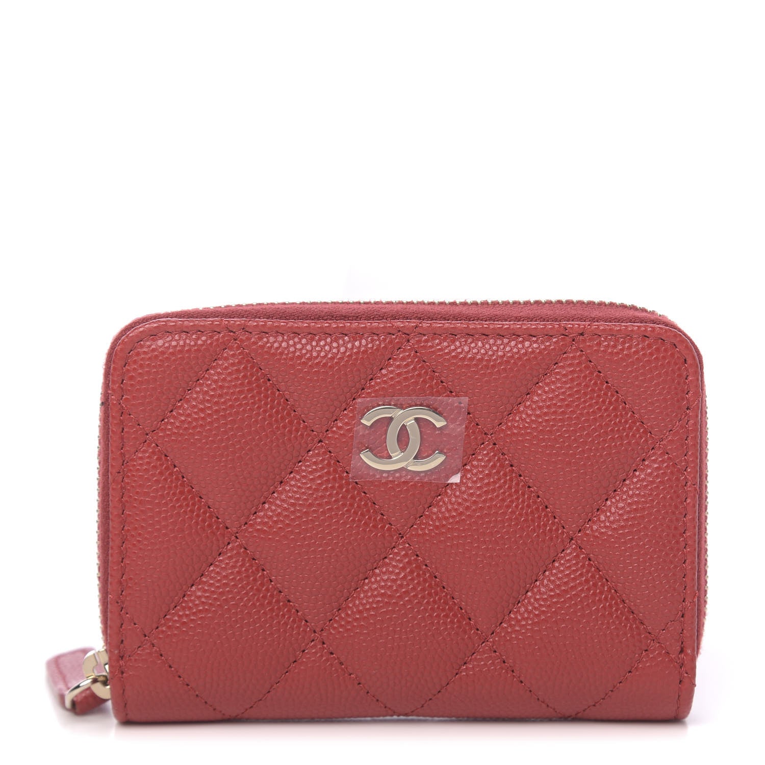 Chanel Caviar Quilted Zip Card Holder Red 1 of 8