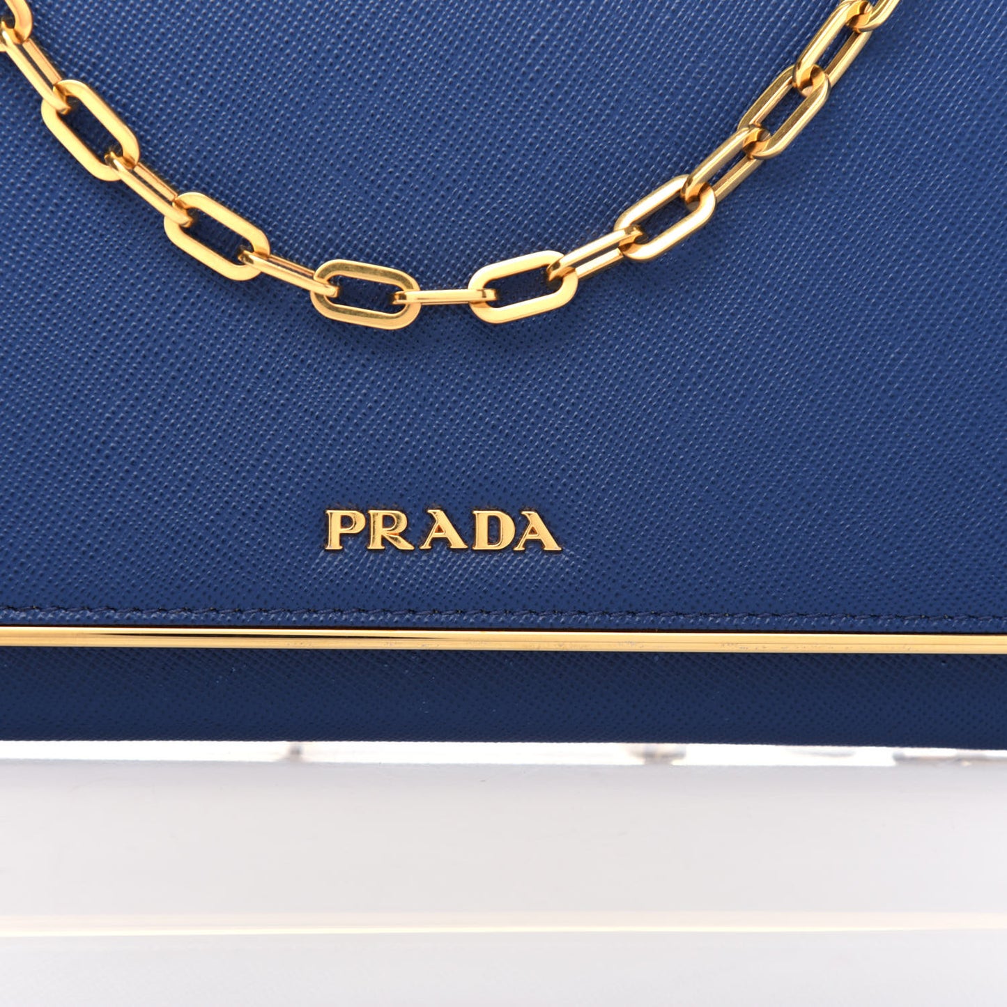 Saffiano Metal Bar Chain Wallet Bleuette