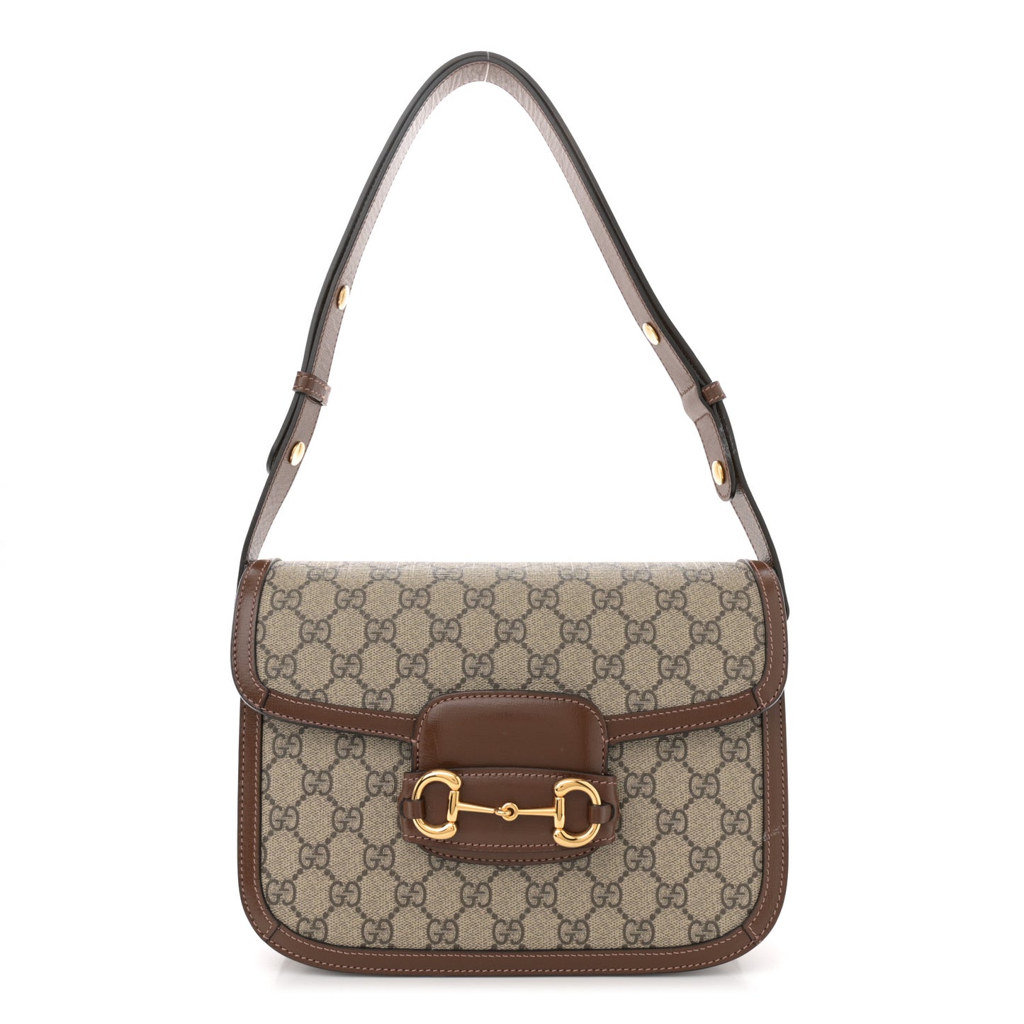 GG Supreme Monogram Horsebit 1955 Shoulder Bag Beige Brown Sugar