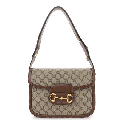 Gucci GG Supreme Monogram Horsebit 1955 Shoulder Bag Beige Brown Sugar 1 of 13