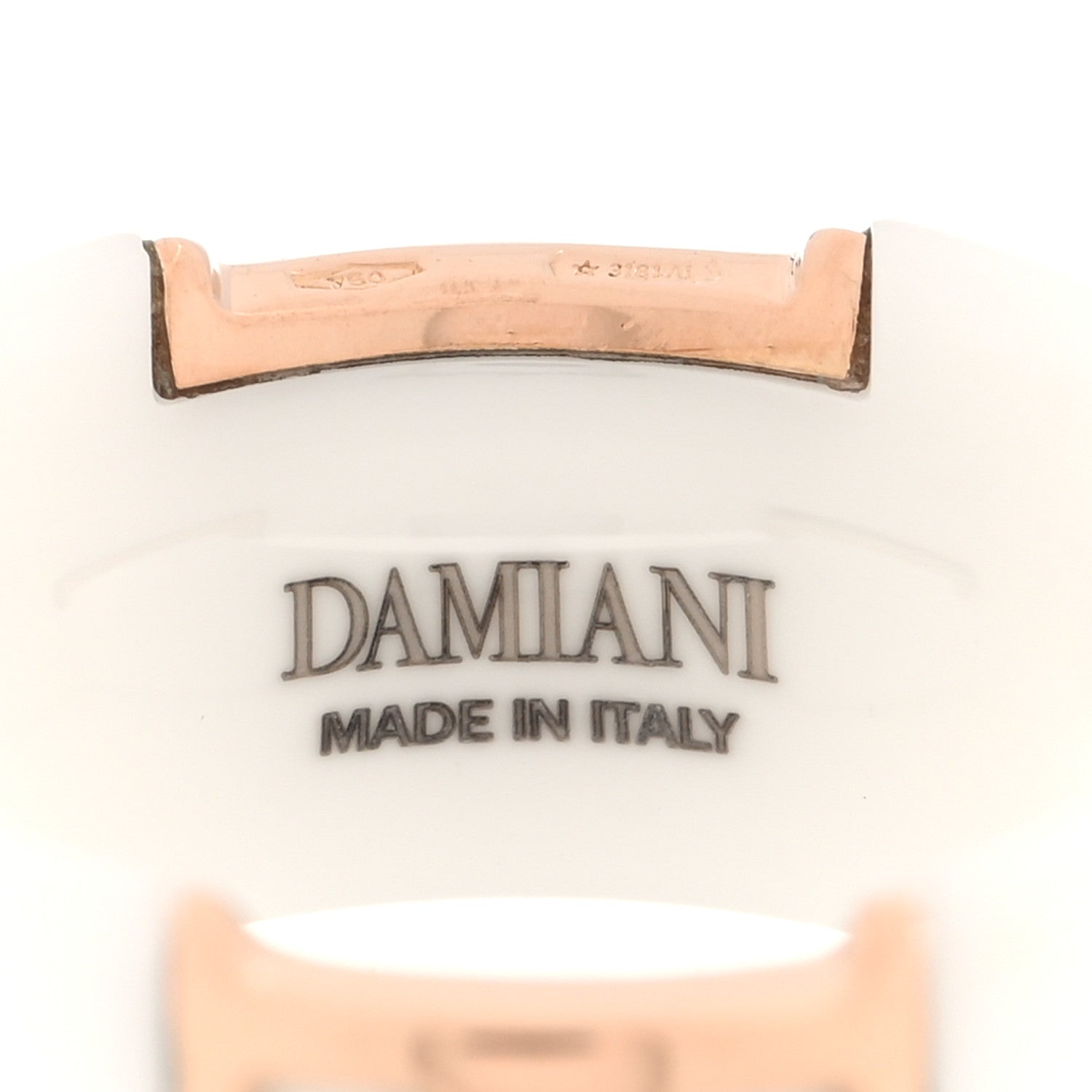 Damiani 18K Pink Gold Ceramic Diamond D Icon Ring 53 6.5 White 4 of 4