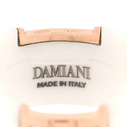 Damiani 18K Pink Gold Ceramic Diamond D Icon Ring 53 6.5 White 4 of 4