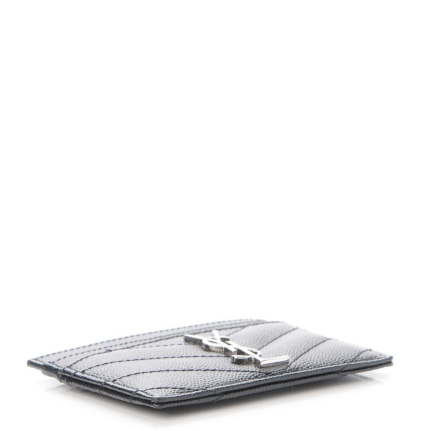 Grain De Poudre Matelasse Chevron Monogram Credit Card Case Black