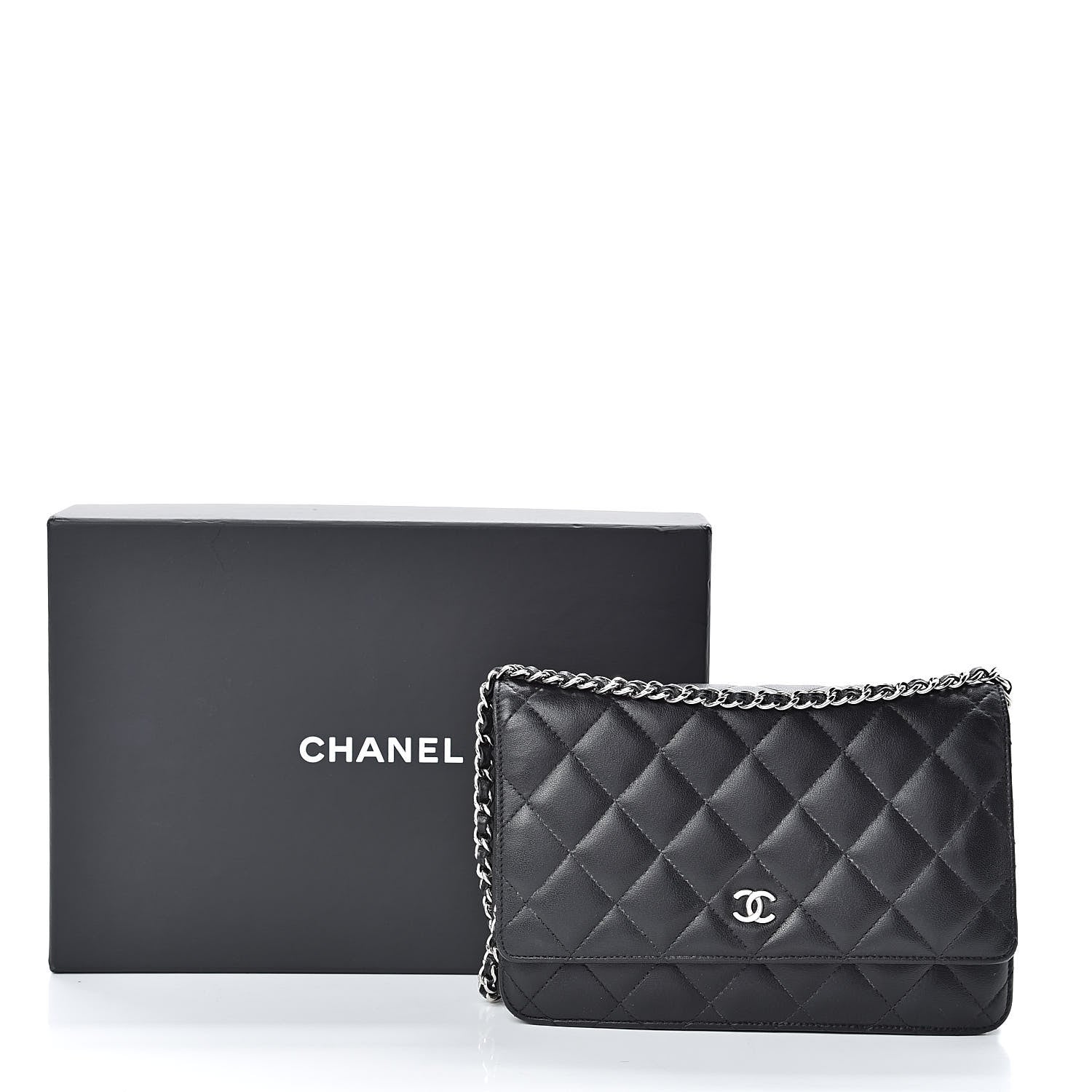 Chanel Lambskin Quilted Wallet On Chain WOC Black 15 of 15