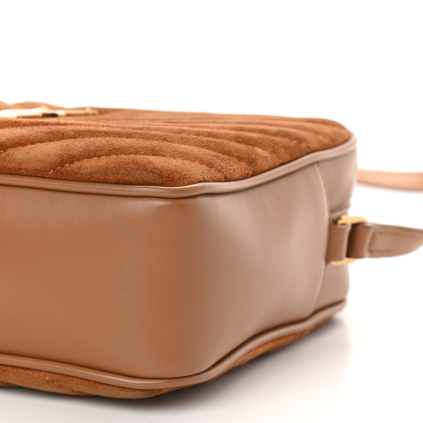Suede Matelasse Monogram Lou Camera Bag Cinnamon