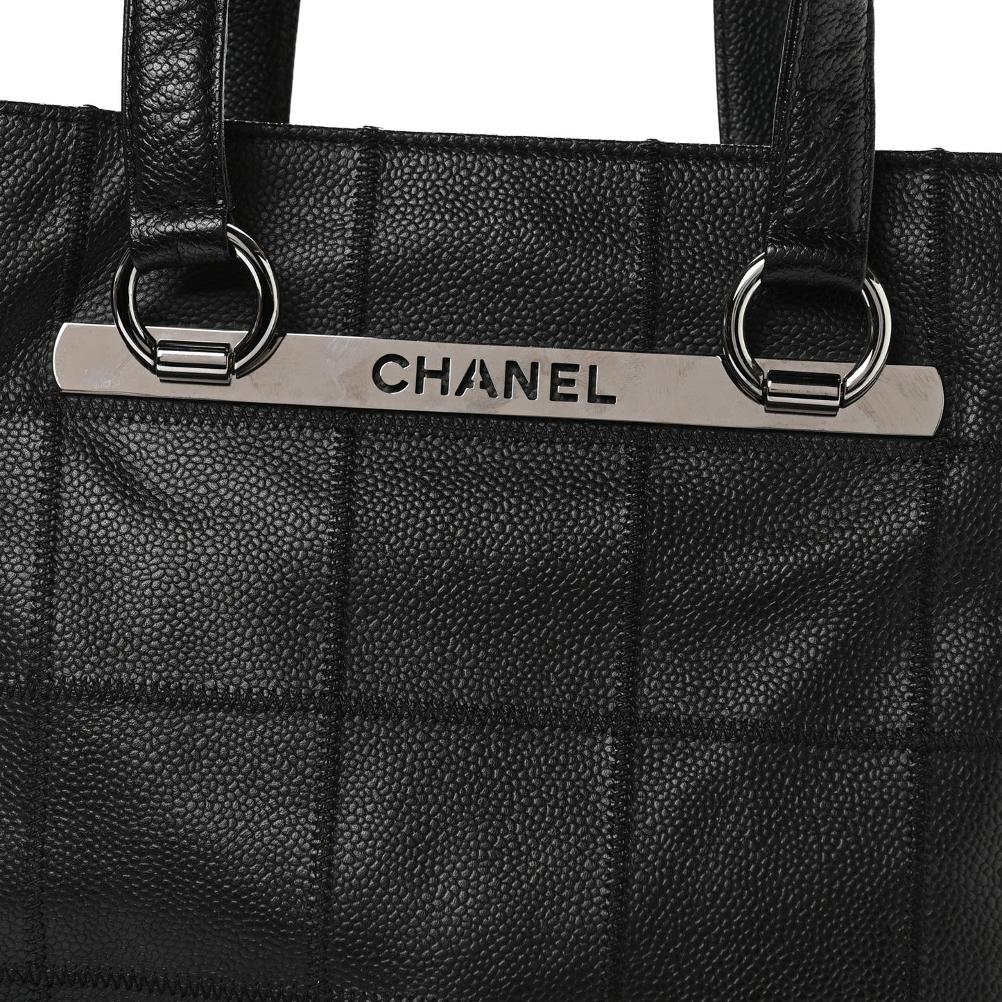 Caviar Quilted Chocolate Bar Tote Black