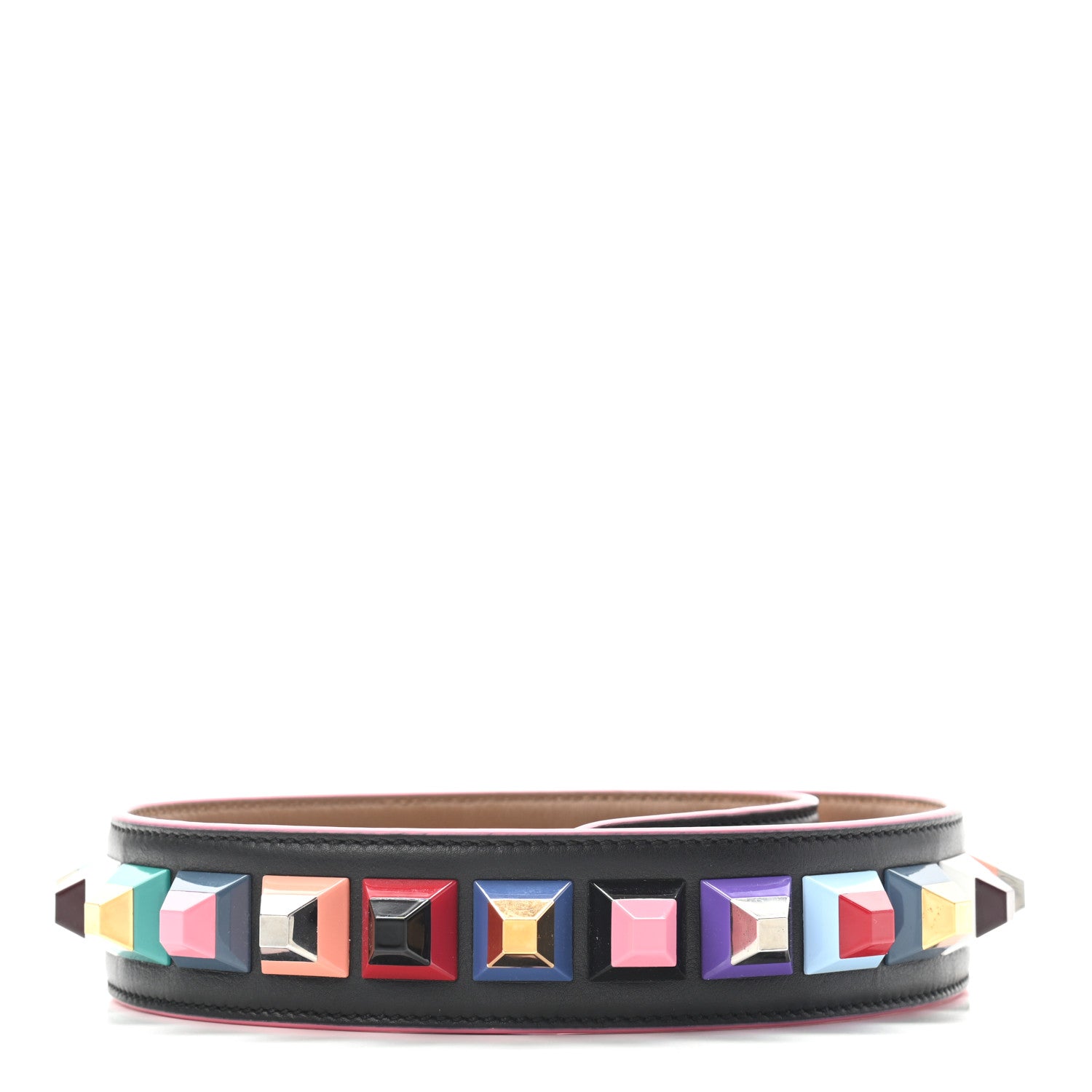 Fendi Vitello Dolce Plexiglass Bi-Color Studded Strap You Black Brownie Multicolor 2 of 3