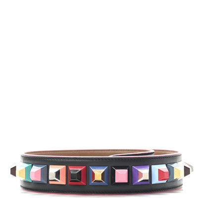 Fendi Vitello Dolce Plexiglass Bi-Color Studded Strap You Black Brownie Multicolor 2 of 3