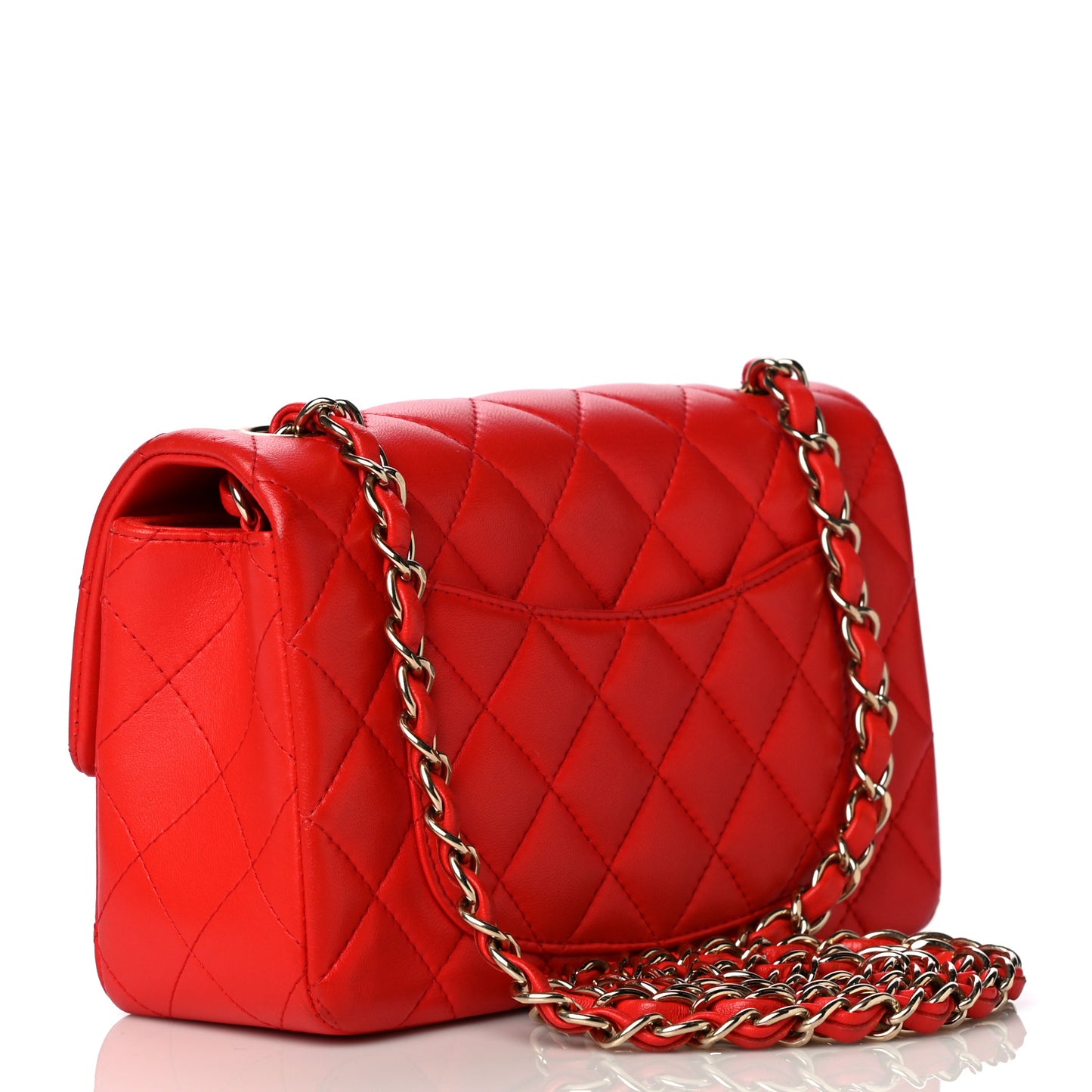 Lambskin Quilted Mini Rectangular Flap Red
