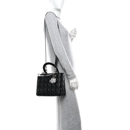 Christian Dior Lambskin Cannage Medium Lady Dior Black 2 of 9