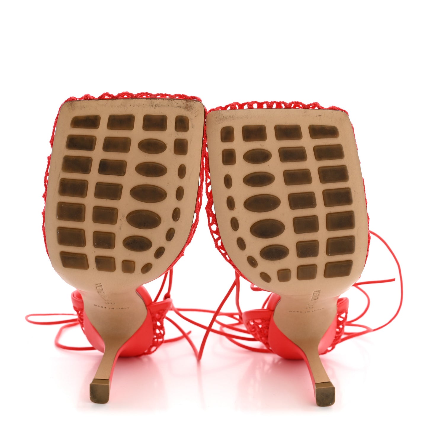 Mesh Nappa Stretch Ankle Tie Sandals 36 Tomato