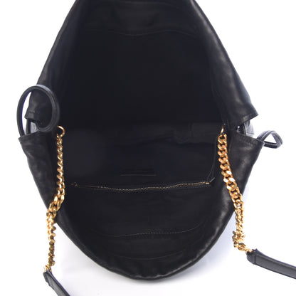 Saint Laurent Lambskin Charm Studded Teddy Drawstring Bag Black 7 of 10