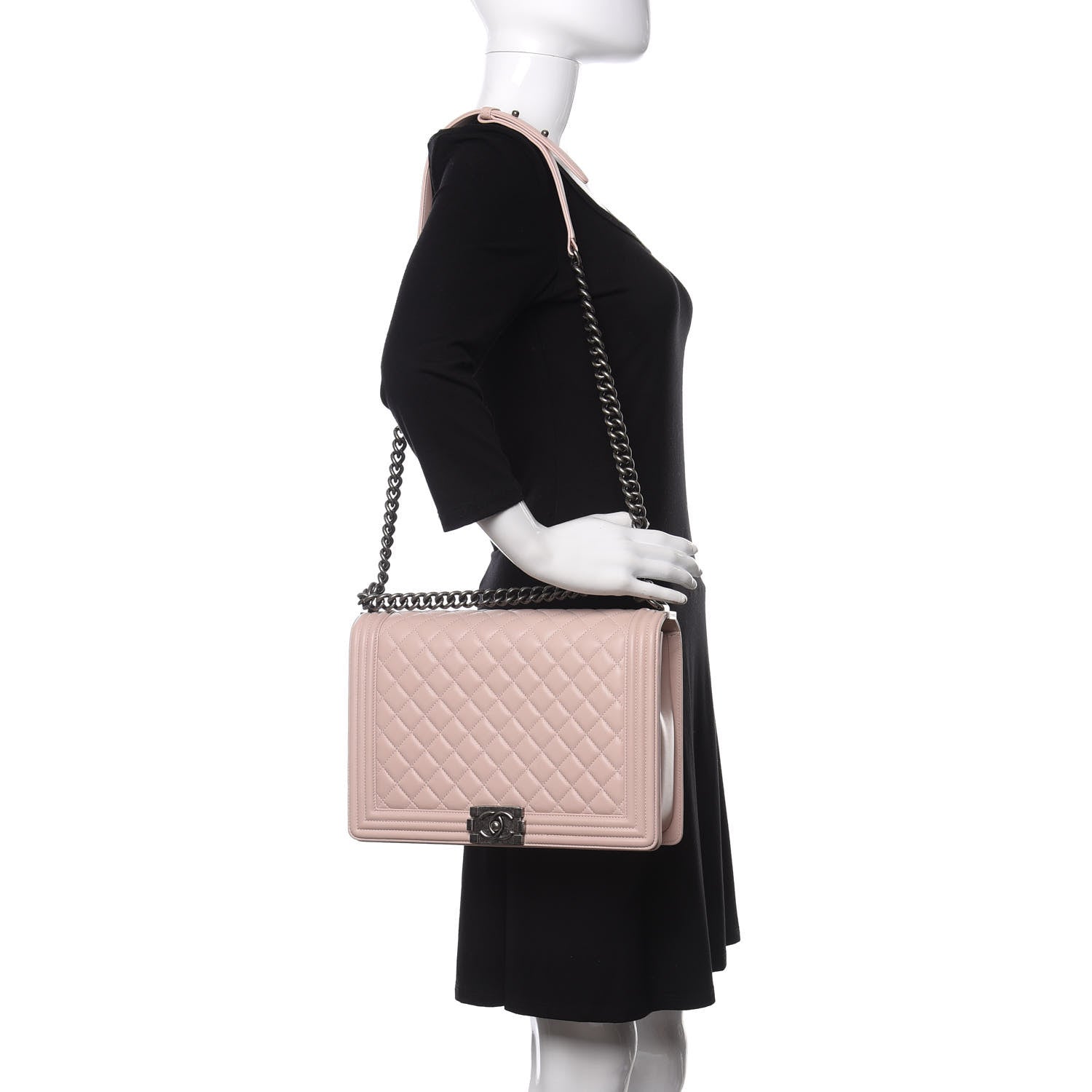 Chanel Lambskin Quilted Large Boy Flap Pink 2 of 13