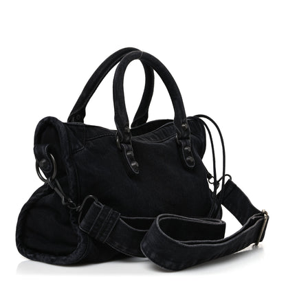 Balenciaga Washed Denim Classic Hardware Small Le City Black 2 of 9