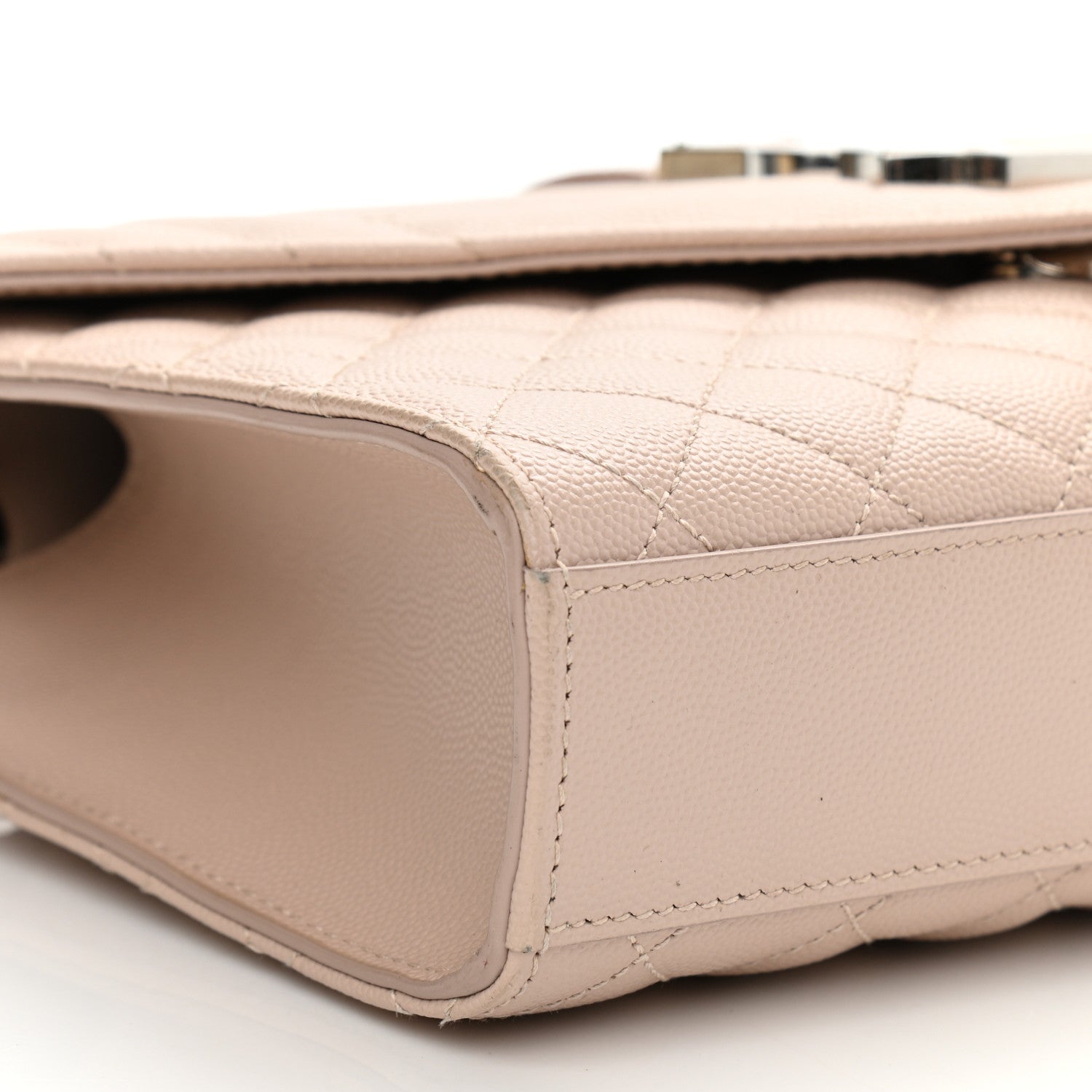 Saint Laurent Grain De Poudre Textured Mixed Matelasse Medium Triquilt Monogram Satchel Marble Pink 9 of 15